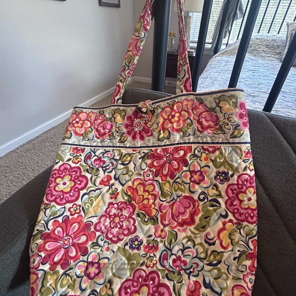 Vera Bradley Pink and Green Floral Tote
